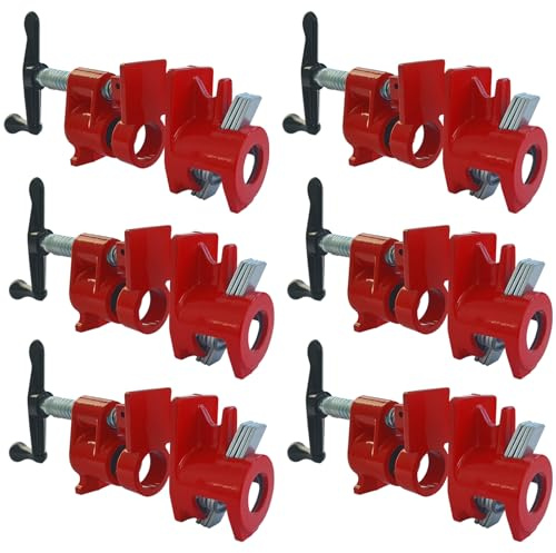 ATPEAM 1,9 cm Holzkleberrohrschellen-Set | 6 Stück, robuste Gusseisen-Schnellspann-Rohrschellen für Holzbearbeitung (15,2 cm, 1,9 cm)