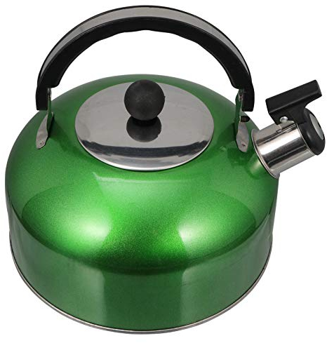 YARNOW Flötenkessel Wasserkocher Edelstahl Pfeifenkessel für Gasherd Induktionskocher Heißwasserkessel Nostalgie Wasserkessel Zuhause Küche Büro Zubehör 3L Grün