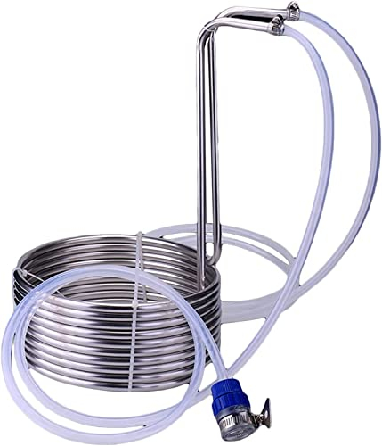 LMEIL Eintauch-Würzekühler, Edelstahl-Eintauch-Würzekühler, Bierkühlschlange, 4'-Vinylschlauch, zum Kühlen von Bier oder Malz, Heimbrauwerkzeug