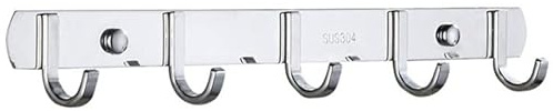 Spotact Perchas de Acero Inoxidable Perchas de Pared Pesada Pasillo de Entrada de Toallas Cocina Baño Dormitorio Perchas Metálicas Modernas (Planos, 5 Ganchos)