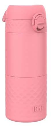 ION8 Insulated Travel Mug, Leak Proof, Triple Lock Secure, Spill-Free in Transit, Hygienic Cover, Easy-to-Clean, Perfect On-The-Go, Soft Base, Stainless Steel, Rose Pink
