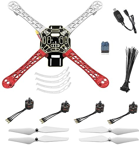 HAWK'S WORK F450 Drone Kit att bygga, Gör-det-själv Quadcopter Set, Ram + Borstlös motor + Prop + Tillbehör + Gillet Bok & Video (E)