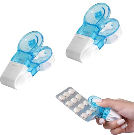 2Pcs Pill Popper for Blister Packs,Portable Pill Taker Remover,Tablet Opener Assistance Tool,Pills Splitter,Tablets Poppers,Lightweight Easy Storage of Medication Separator,Essential for Daily Travel