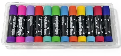 Surakey Stylo de Peinture pour Poils d'animaux 12 Couleurs Bâtons de Peinture Lavables Marqueur dans l'eau Séchage Rapide Stylo Graffiti pour Poils de Chiens, Chats, Lapins, etc.