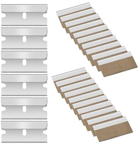 Flintronic 20 pièces Lame Grattoir de Rechange, Grattoir Vitre, Grattoir Vitrocéramique, Racloir, Racloir Vitrocéramique, Métal Lames Rechange Pour Grattoir, Avec emballage indépendant,40 * 20 mm
