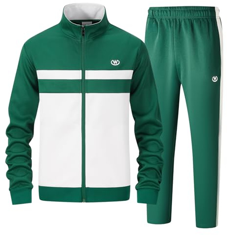 ANOTWENER Herren Trainingsanzüge Sets lässig lange Ärmel voller Reißverschluss Jacke und Jogginghose Jogginganzug Sport Outfits JW-7124-XL