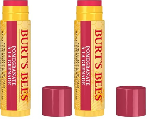 Burt's Bees Lip Balm Pomegranate, Moisturising Lip Balm With Beeswax & Vitamin E, 100% Natural Origin, 4.25g (Pack of 2)