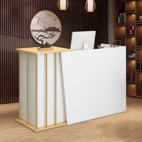 Receptiondisk med 4 Förvaringsutrymmen, Kassadisk med Låsbara Lådor, Skrivbord med Privatpanel, För Klädbutik, Förvaringsdisk för Kontor A 140cm