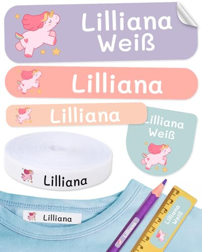 155 Etiquetas para ropa y objetos personalizadas.100 Etiquetas de tela para planchar y 55 pegatinas adhesivas para material escolar. Nombre personalizado.