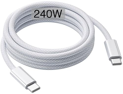 240W USB-C Charge Cable 2m, 6ft USB C to USB C Cable, Fast Charging Cord for Macbook Pro/Macbook Air, iPad Pro 12.9/11, 10th, iPad Air 5th/4th, Mini 7th/6th, iPhone 17/16/15/17e/16e/Pro Max/Plus Lead