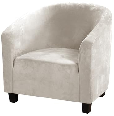 HOMECOVER Funda de Sillón Elásticas Chesterfield Terciopelo Lavable Funda De Sofá para Silla De Club Funda para Sillón para Sala De Estar Restaurante Bar-Beige-Small