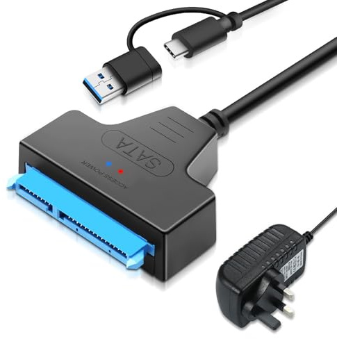 Wowfast SATA to USB Cable Adapter, USB 3.0 to SATA Cable Hard Drive Adapter with 12V/2A Power Supply for 3.5 HDD & 2.5 HDD/SSD Compatible for Windows, Macos and Linux, Support UASP