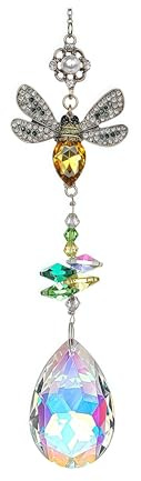 Attrape-soleil insolite en cristal pour chat et bourdon – Prisme de fenêtre arc-en-ciel | Décoration de jardin d'abeille pour la maison, la crèche, la terrasse et idées cadeaux