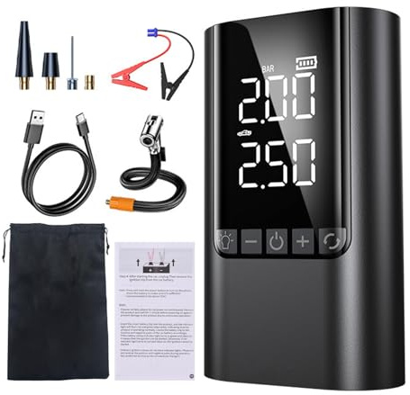 Démarreur de Saut de Voiture, Pompe à Air Portable, Batterie de Secours, lumière LED 12V, pour Voitures, Motos, vélos (6000 mAh, Clips ordinaires)