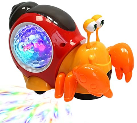 Interactive Mobile Snail Toy - Battery Operated Crawling Creature, Animated Shell Roll, Motion Response Function | Plush Animal for Activity Room Games for Used our l
