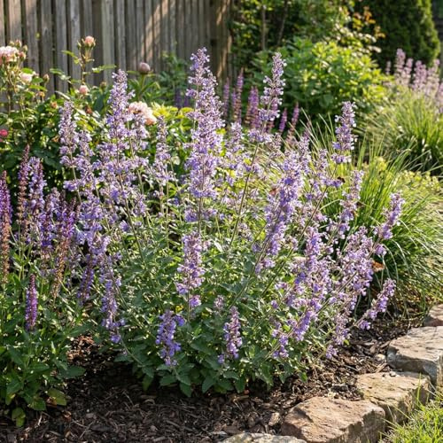 Bloomique - Set di 6 - Nepeta faassenii - Pianta Ornamentale gatta - Resistente - Perenne - Amica delle api - Altezza 10-20 cm - Vaso da 9 cm
