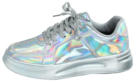 Damer tjock sula paljetter snörning upphöjning fritidsskor sport andas utomhus bräda sneakers