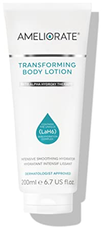 AMELIORATE Transforming Body Lotion Fragrance Free 200ml | Suitable for KP, Normal and Dry Skin | Exfoliates and Deeply Hydrates for up to 24 Hours | Dermatologist Approved and Clinically Proven