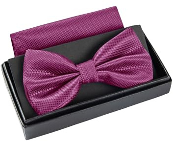 Massi Morino Pajarita lila con pañuelo de bolsillo para hombre Set - pajarita de traje para boda - lazo ajustable en violeta