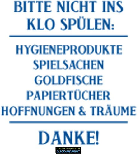 CLICKANDPRINT Aufkleber » Bitte nicht ins Klo spülen:, 250x35,1cm, Verkehrsblau • Wandtattoo / Wandaufkleber / Wandsticker / Wanddeko / Vinyl