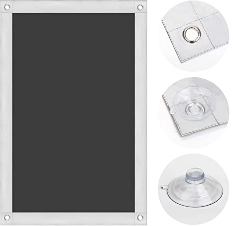 OBdeco Thermal Roller Blind, 100% Blackout Sun Protection, Blackout Roller Blind for Velux Roof Windows, Heat Protection, No Drilling, with Suction Cups, Black, 60 x 78 cm, for MK04