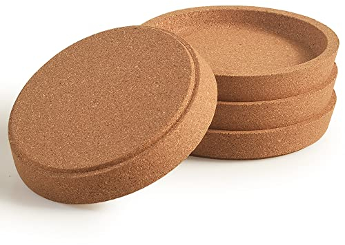 ionEgg Sottobicchieri in sughero, extra spessi con bordo rialzato Sottobicchieri assorbenti riutilizzabili, impilabili, confezione da 4 Elenco puntato