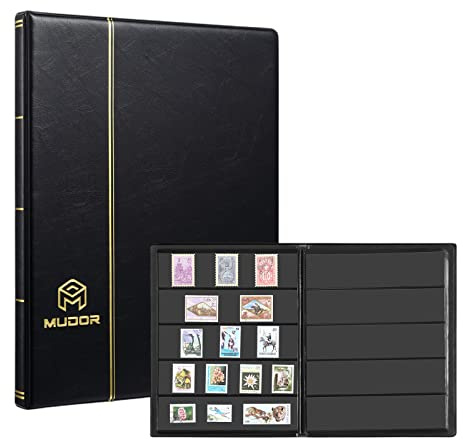 MUDOR Stamp Collecting Album for Collectors, 5 Rows Pockets, 10 Sheets Stamp Stockbook