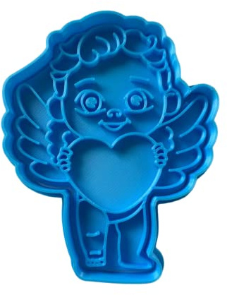 The Cookie Cutter Hub 10 cm Cupid med en hjärtkakskärare och matchande prägling för kakor kex lera bakning dekoration
