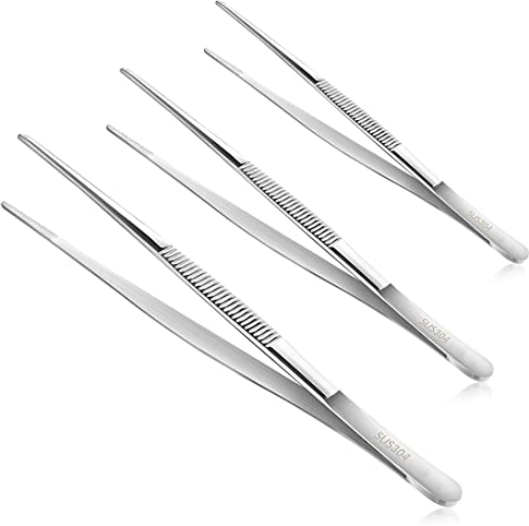 XPEX Pinze da cucina in acciaio inossidabile, 3 misure (12,5 cm, 20 cm, 30 cm), confezione da 3, ideali per grigliare, girare bistecche e molto altro