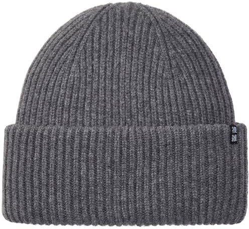 Enter the Complex® Oversize Beanie Mütze, Damen und Herren, Made in Italy, 100% feinste Merinowolle, Gerippt, Anthrazit