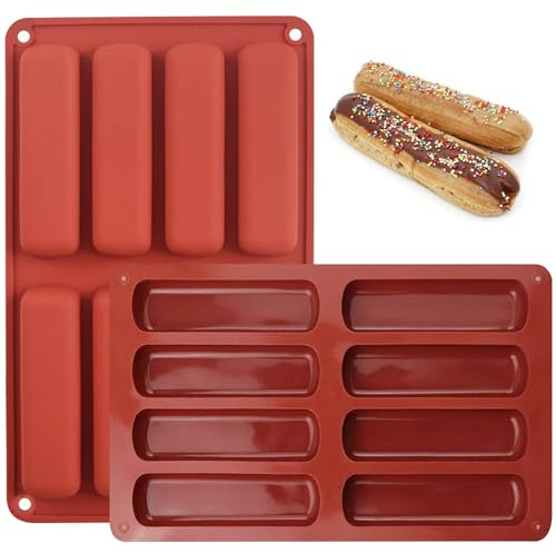 YXHZVON 2 pièces Moules en Silicone pour Barres à Céréales, 8 Cavités Moule Silicone Rectangulaire pour Brownie Gâteau au Fromage Chocolat Pain Muffin（Rouge）