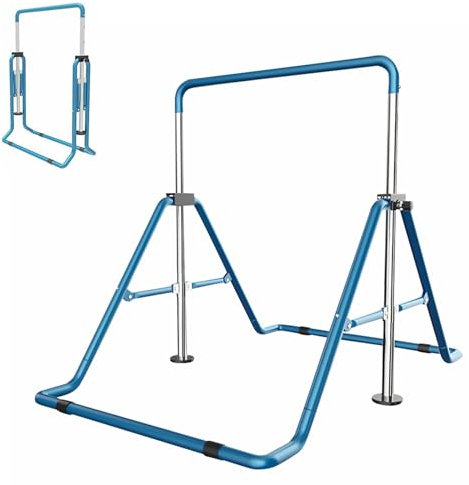 Ciounmb Gymnastikräcke, gymnastik, barn, gymnastik, bar, hopfällbar gymnastikstång, justerbar höjd, dra upp expanderbar, barn, horisontell bar, träningsutrustning, gymnastikstänger, horisontell (blå)