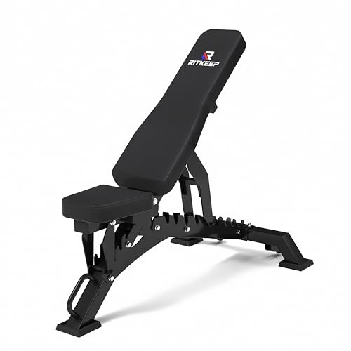 Adjustable Weight Bench 1300LB Capacity with 10 Backrest & 4 Seat Angles, Multi-Position Incline Decline Workout Bench for Bench Press, Sit-Ups & Full Body Training, RitKeep RAB-3000