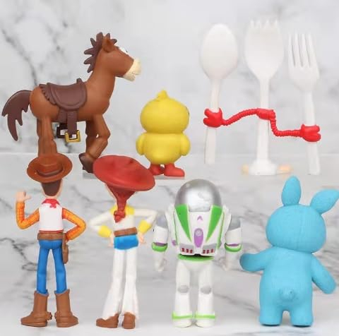 Story 7PCS Cake Decoration Ornaments, Birthday Mini Figure Set, Story Theme Toppers for Kids Party Supplies