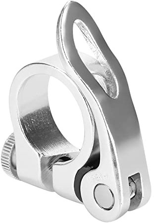 Denash Collier de Serrage de Tige de Selle, Collier de Serrage de Tige de Selle Noir/Argent avec Dégagement Rapide, Vélo pour Selle de 25,4 Mm, Vélo de Bricolage (Silver)