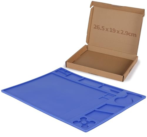 YIHUA M160 Tappetino saldatura resistente al calore 350×253×5 mm con slot di stoccaggio multipli, righello integrato e tappetino per saldatura silicone morbido e flessibile