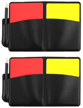 XICHENGSHIDAI Football Referee Cards Set, 2 Pack Red and Yellow Cards with Referee Wallet, Match Record Sheets and Pencil, Football Referee for School Sports, Training, Rugby, Volleyball and Hockey