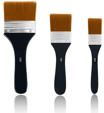 3 Pinceles para Pincele acrílicos, Pincele Planos, Profesionales para Pintura acrílica al óleo, Calidad de Artista, cerdas Planas, Pinceles de Nailon, pincele Premium para Pintura al óleo
