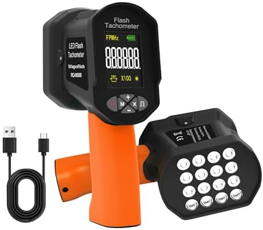 LED stroboskop 60–100 000 rpm, Kontaktlös digital varvtalsmätare med 16 lysdioder, USB-laddningsbar, LCD-display för motorer och fläktar