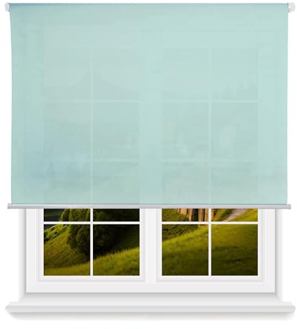 Estor Enrollable Translúcido Liso - Azul Claro, 160 x 175cm (Ancho x Largo)/Tamaño de la Tela 157 x 170cm