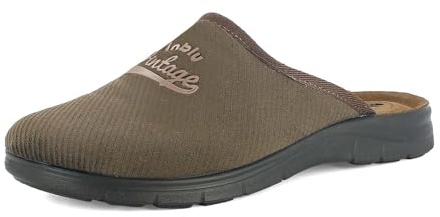 inblu Pantofole Uomo Vintage con Plantare in Vera Pelle e Suola Sintetica, Altezza Tacco 3 cm, 42 EU
