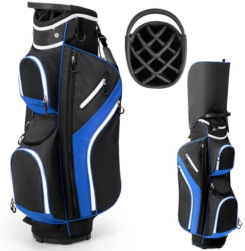 LIFEZEAL Sacca Golf, Travel Bag, Custodia a 14 Scomparti, Borsa Golf a Spalla, Leggera, Impermeabile, Portatile, con Cinghia, Portabicchierie, 9 Sacchi, Borsa Termica, Portaombrello (blu)