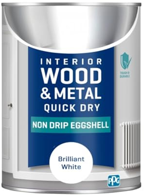 HOCHSTE® Brilliant White Non-Drip Eggshell Paint, Quick-Drying Formula, Long-Lasting Durability, Easy-to-Apply for Walls, Ceilings, Wood, Cabinets, Interior and Exterior Use, DIY Enthusiasts, (750ML)