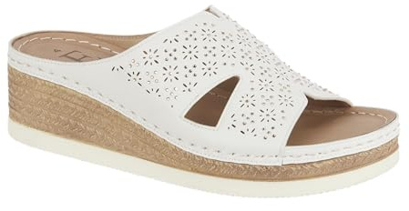 E. SHOES BY EMMA Womens Wedge Slides with Rhinestone Embellishments, Espadrille Wedge Heel Summer Sandals