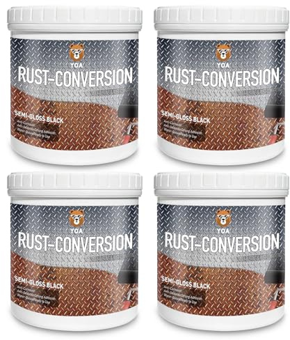YOA Rust Converter Paint & Metal Primer 2 in 1, Matte Black 128oz. Suitable For Metal, Trailer And Truck Frames, Cargo Boxes, Car Chassis, Boats, Etc. Ultra Powerful Rust Remover, Inhibitor, Converter