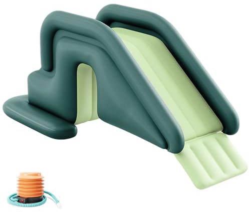 Tobogán acuático Inflable de PVC con Bomba de Aire – Tobogán de Piscina para jardín Interior y Exterior (Verde)