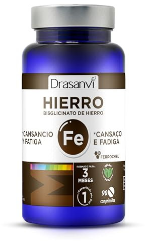 DRASANVI MINERAL BISGLICITANO DE HIERRO FERROCHEL - Mineral esencial relacionado con numerosas funciones - VEGANO - SIN GLUTEN - 90 comprimidos
