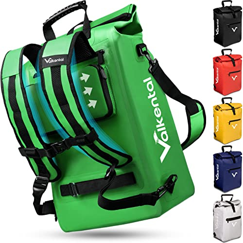 Valkental® 3in1 Fahrradtasche [Bis 25L] - Das Original - Geeignet als Gepäckträgertasche, Rucksack und Umhängetasche - 100% Wasserdicht & Reflektierend - Sichere Befestigung [Abschließbar] Laptopfach