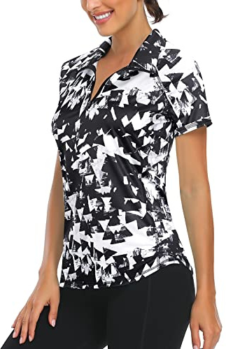 Syphiby Ladies Summer Short Sleeve Golf Sport Gym Tops Womens Polo Shirts