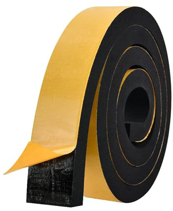 Zayejod 50mm x 10mm Foam Tape Self Adhesive Neoprene Weather Strip，5M | Density EVA Foam Rubber Tape,Rubber Gasket Seal,Anti-Vibration,Anti-Collision, Shockproof Insulation for Window Door Car